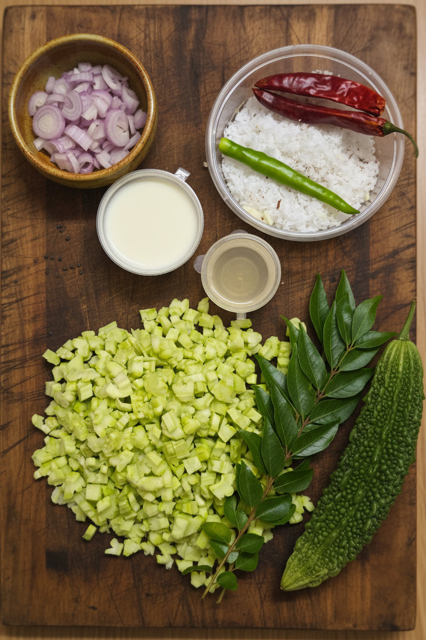Fresh Pavakka Kichadi Vegetables Cut with all ingredients - Ready To Cook -(4 Pax) - Q125