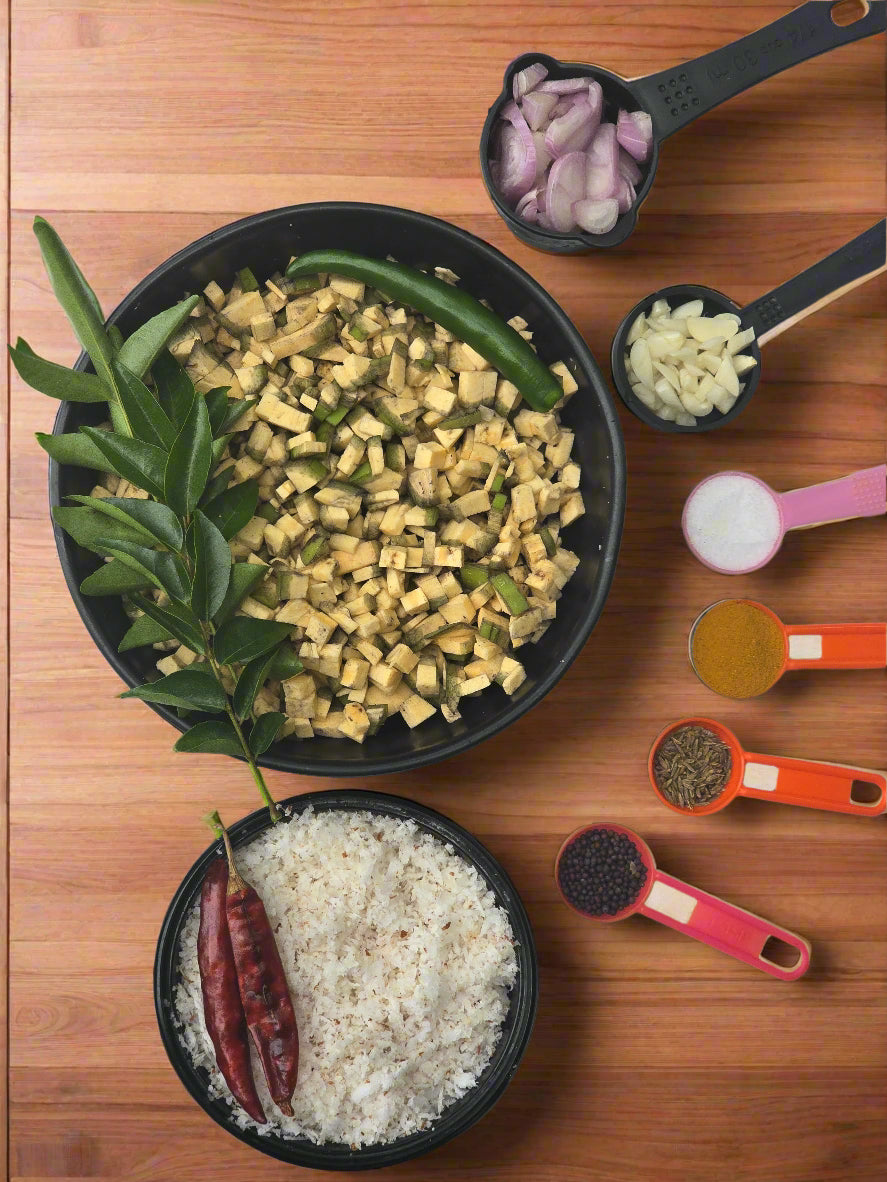 Pachakaya Thoran Fresh Cut Vegetables with all ingredients - Ready To Cook - (4 Pax) - Q137