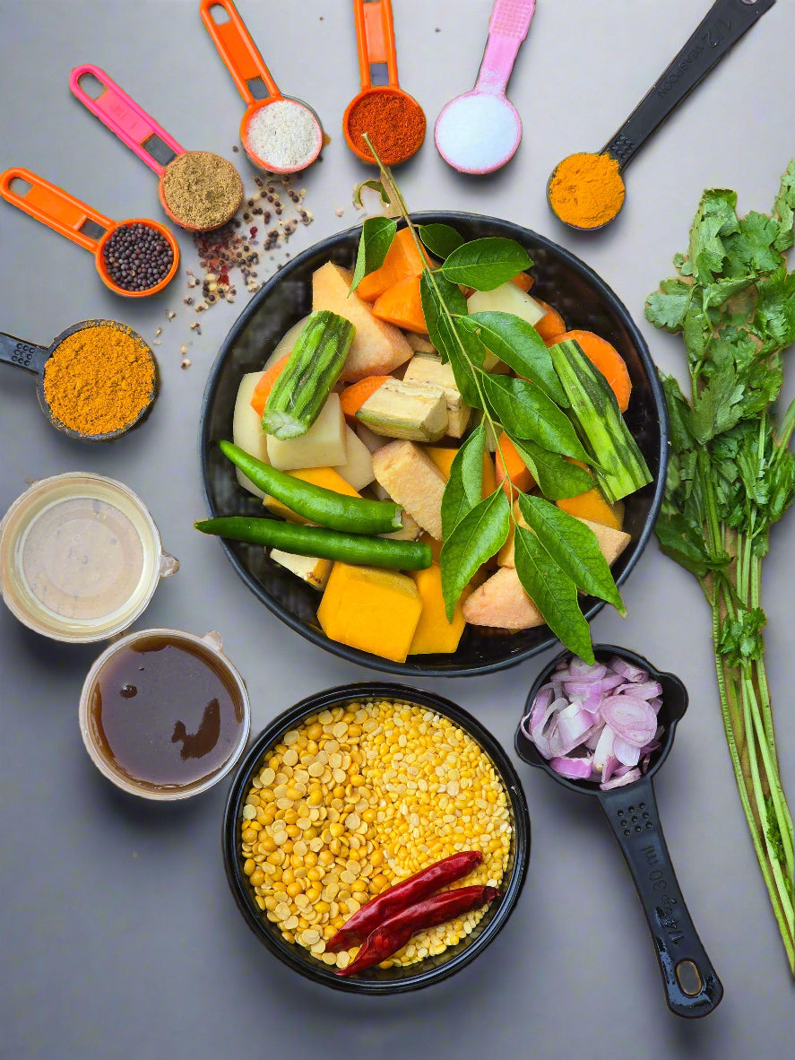 Fresh Sambar Cut Vegetables with all ingredients - Ready To Cook- (4 Pax) - Q105