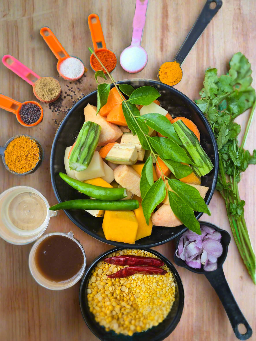 Fresh Sambar Cut Vegetables with all ingredients - Ready To Cook- (4 Pax) - Q105