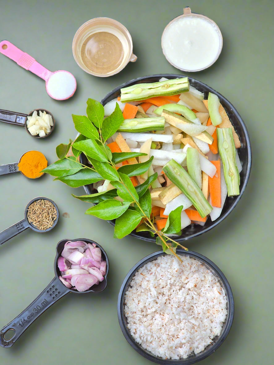 Fresh Aviyal Cut Vegetables with all ingredients -Ideal for Four people - (4 Pax) - Q107