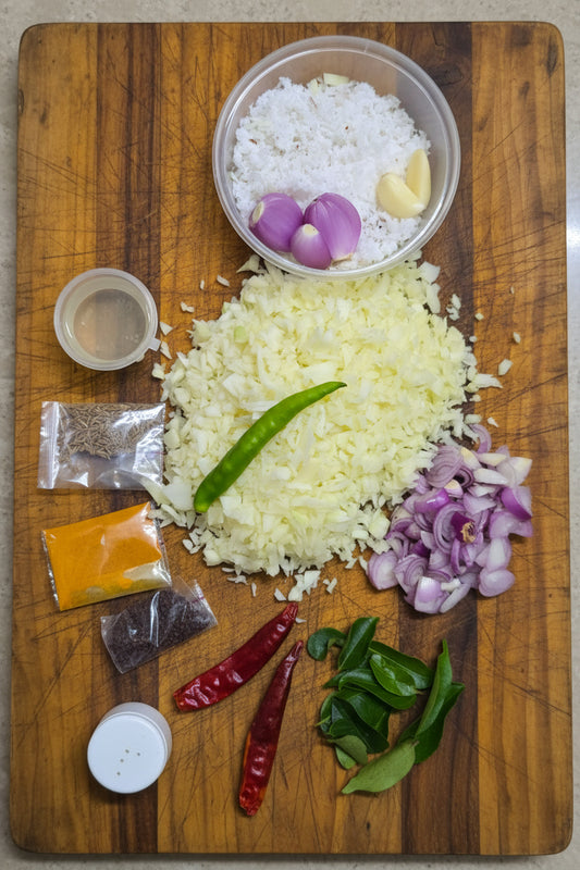 Fresh Papaya Thoran Vegetables Cut with all ingredients - Ready To Cook - (4 Pax) - Q153