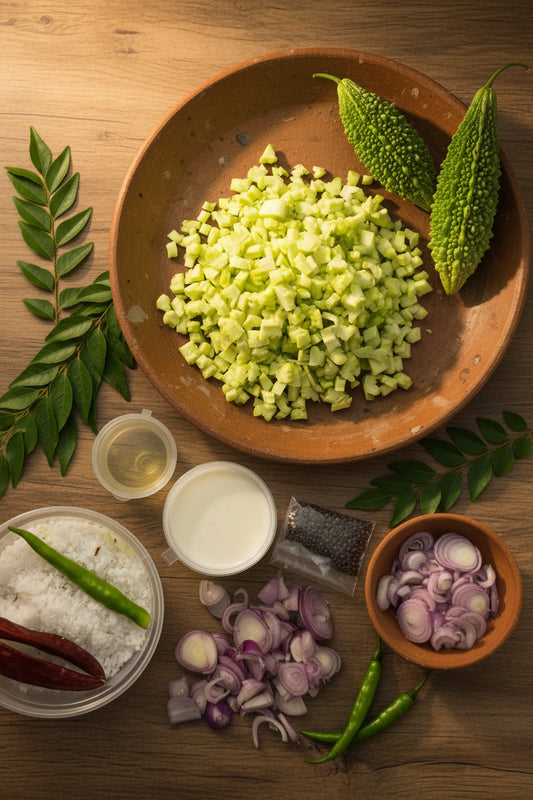 Fresh Pavakka Kichadi Vegetables Cut with all ingredients - Ready To Cook -(4 Pax) - Q125