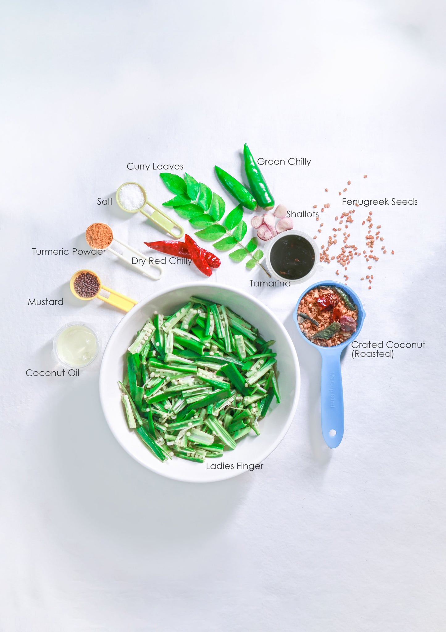 Vendakka Theeyal Fresh Cut Vegetables  with all ingredients- Ready To Cook - (4 Pax) - Q103