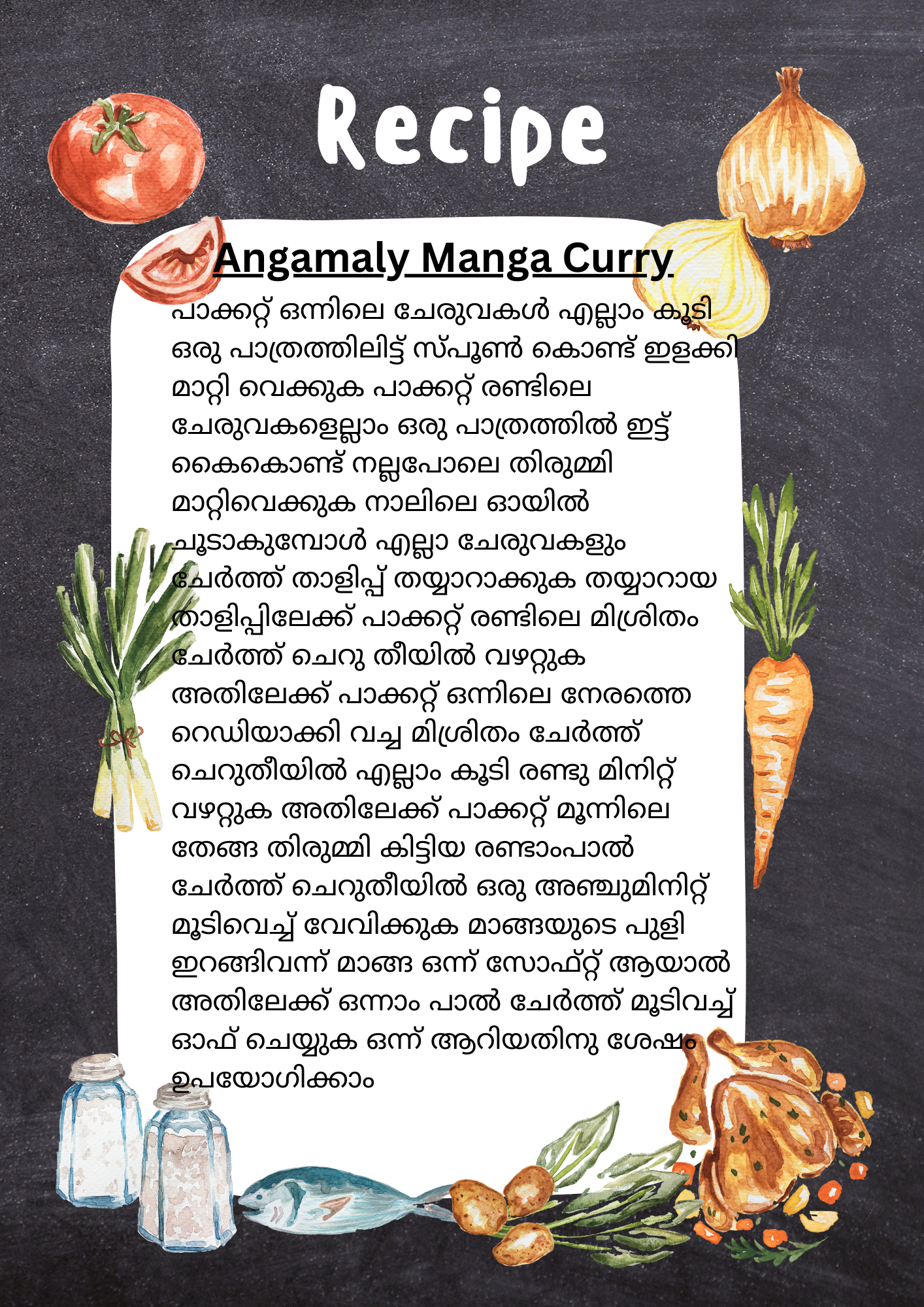 Angamaly Manga Curry Vegetables Cut with all ingredients - Ready To Cook - (4 Pax) - Q139