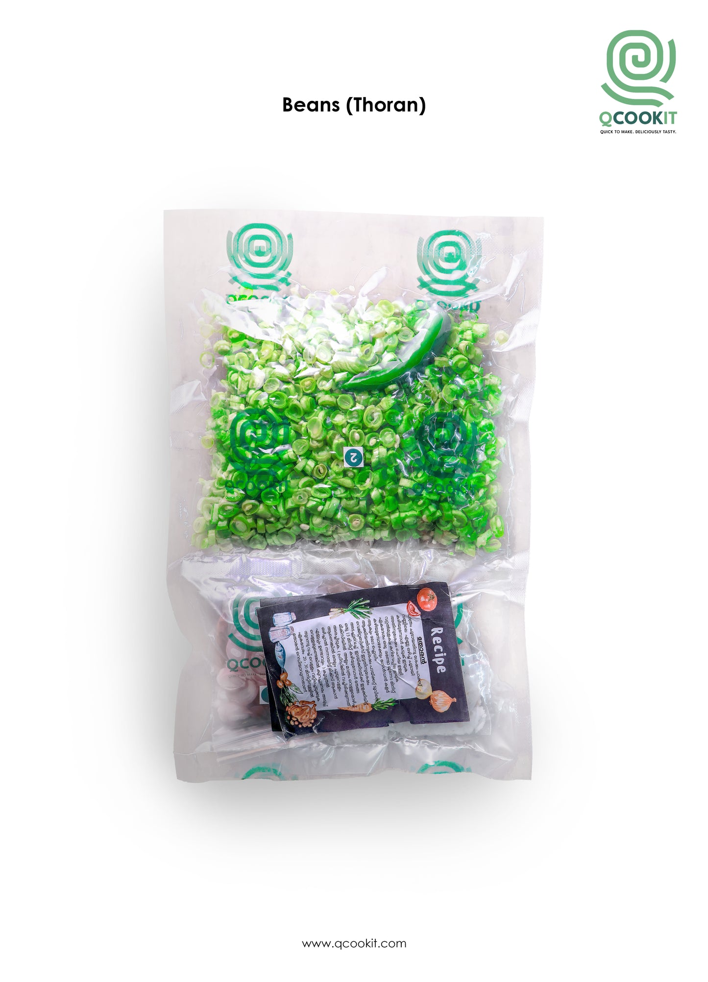 Fresh Beans Thoran Vegetables Cut with all ingredients - Ready To Cook  - (4 Pax) - Q111