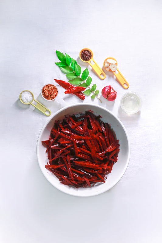 Fresh Beetroot Mezhukkuperatty Cut Vegetables with all ingredients- Ready To Cook - (4 Pax) - Q114
