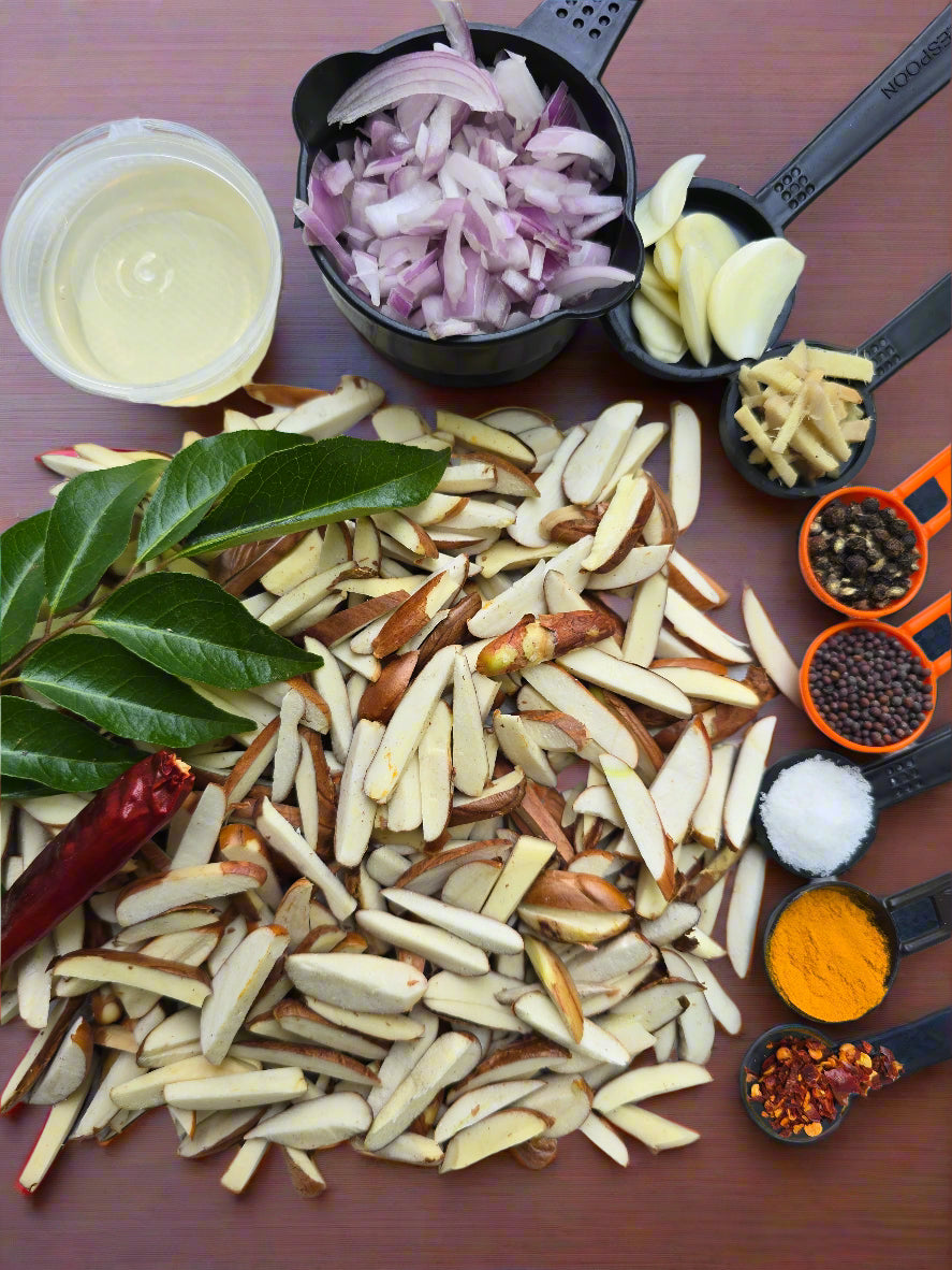Fresh Chakkakuru Mezhukkuperatty with all ingredients - Ready To Cook - (4 Pax) -Q158