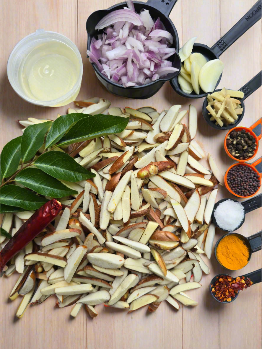 Fresh Chakkakuru Mezhukkuperatty with all ingredients - Ready To Cook - (4 Pax) -Q158