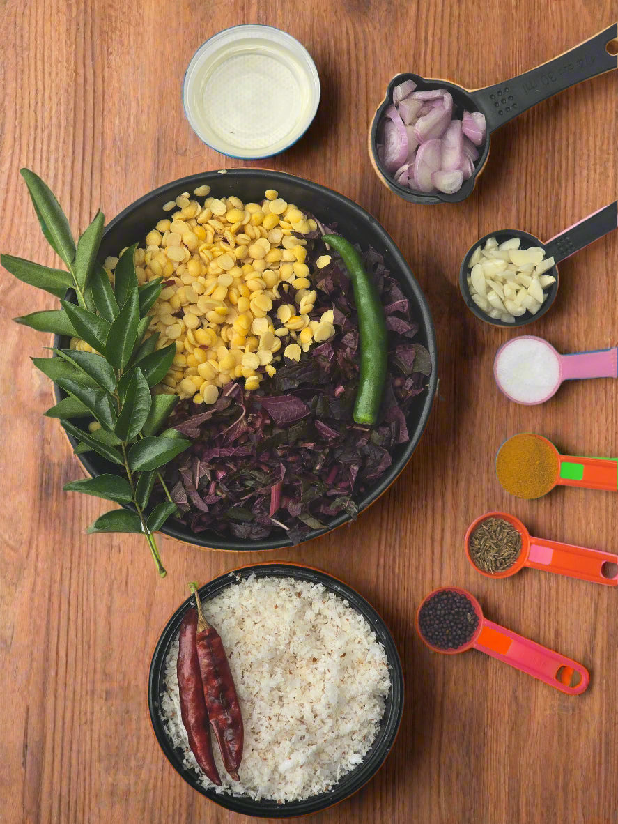 Fresh Cheera with Parippu Cut with all ingredients - Ready To Cook-Q149