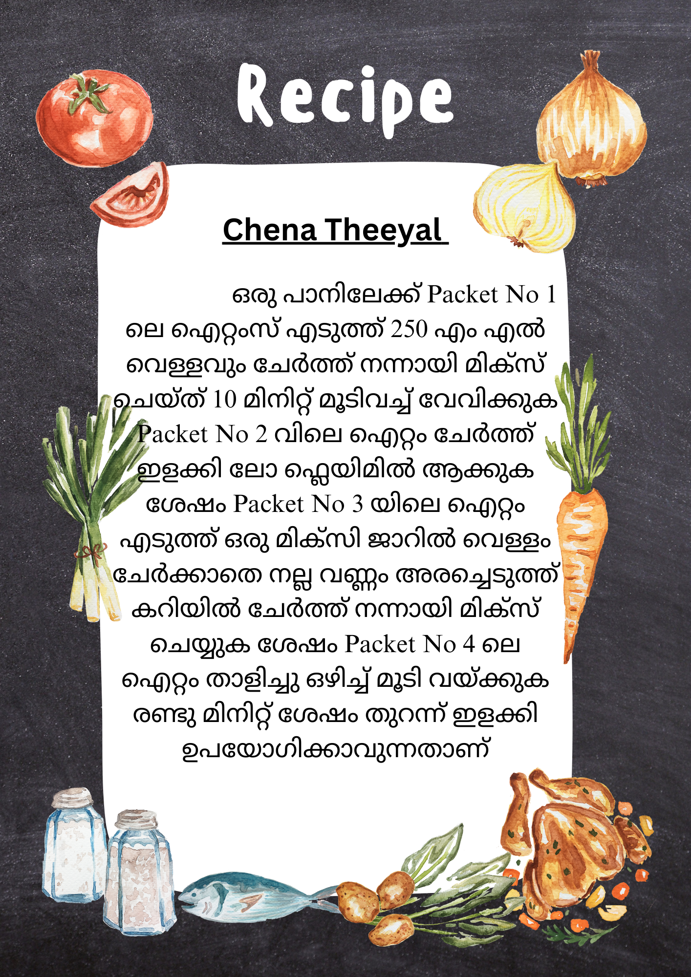 Fresh Chena Theeyal Cut Vegetables   with all ingredients- Ready To Cook