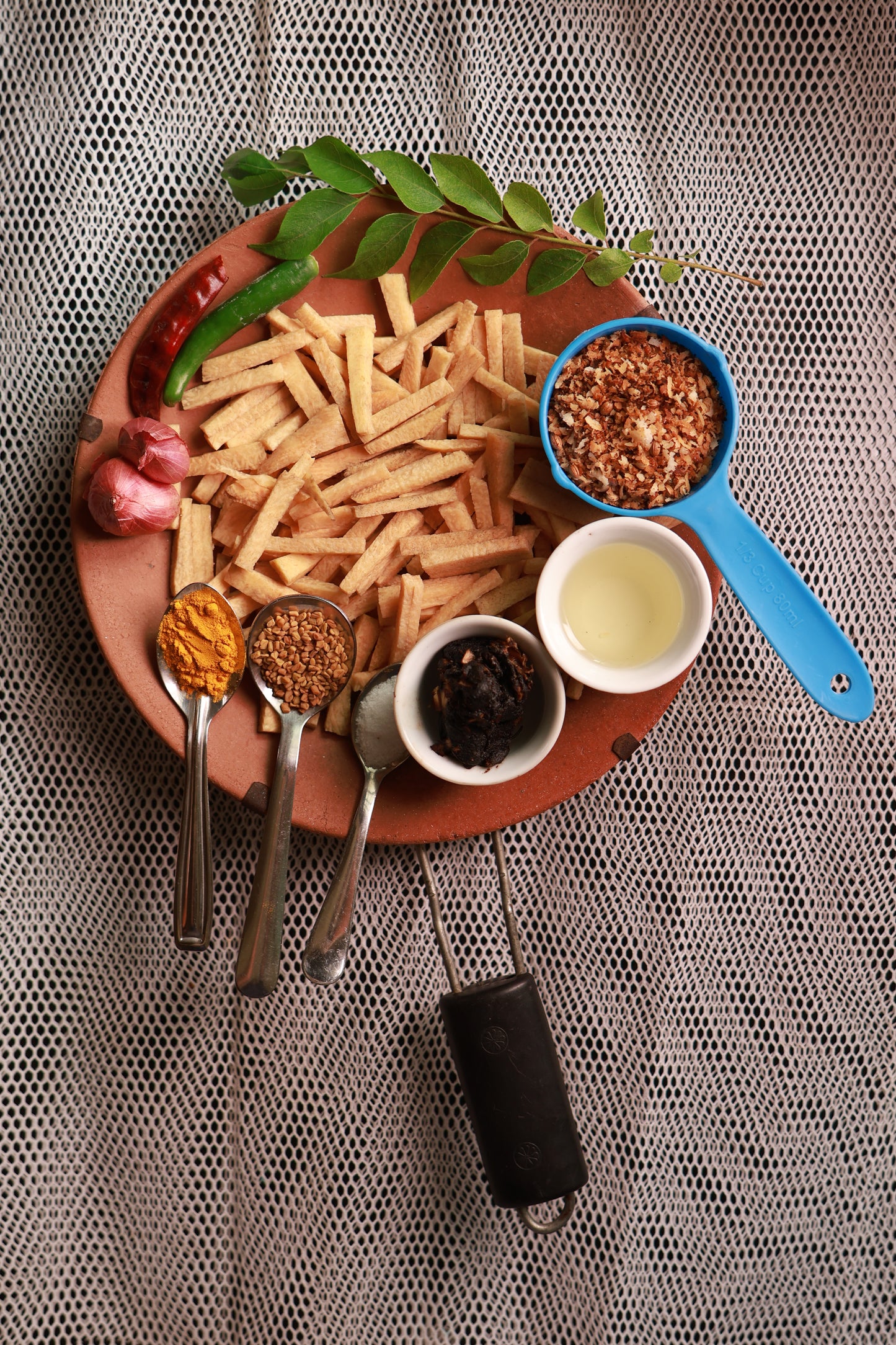 Fresh Chena Theeyal Cut Vegetables   with all ingredients- Ready To Cook -(4 Pax) - Q123