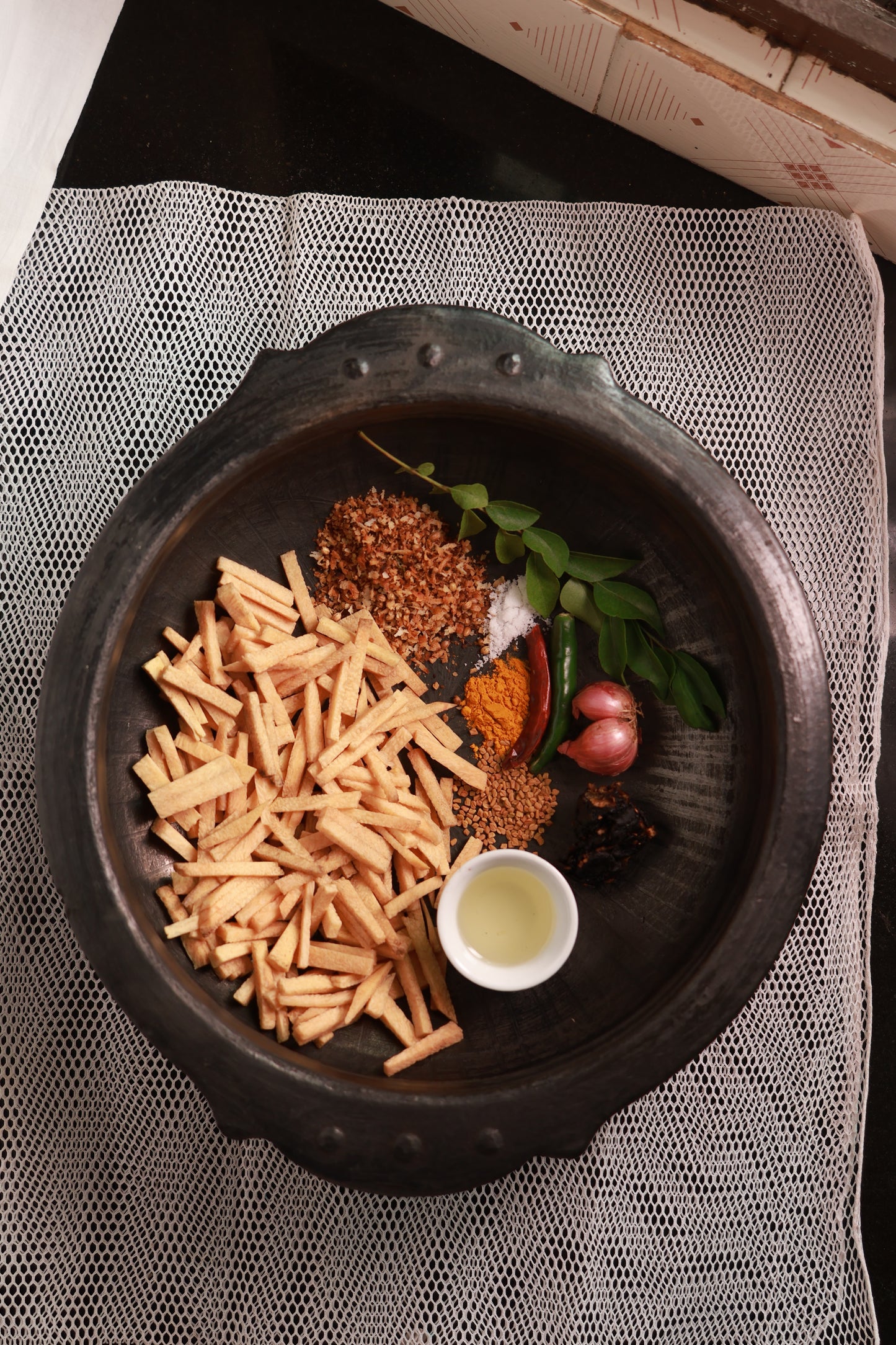 Fresh Chena Theeyal Cut Vegetables   with all ingredients- Ready To Cook -(4 Pax) - Q123