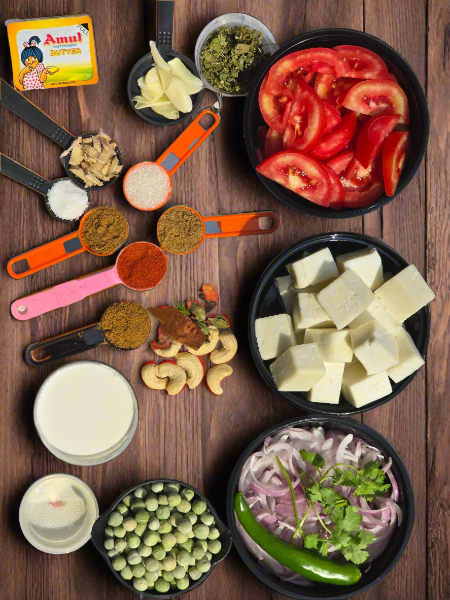 Matar Paneer with all ingredients - Ready To Cook - (4 Pax) - Q141