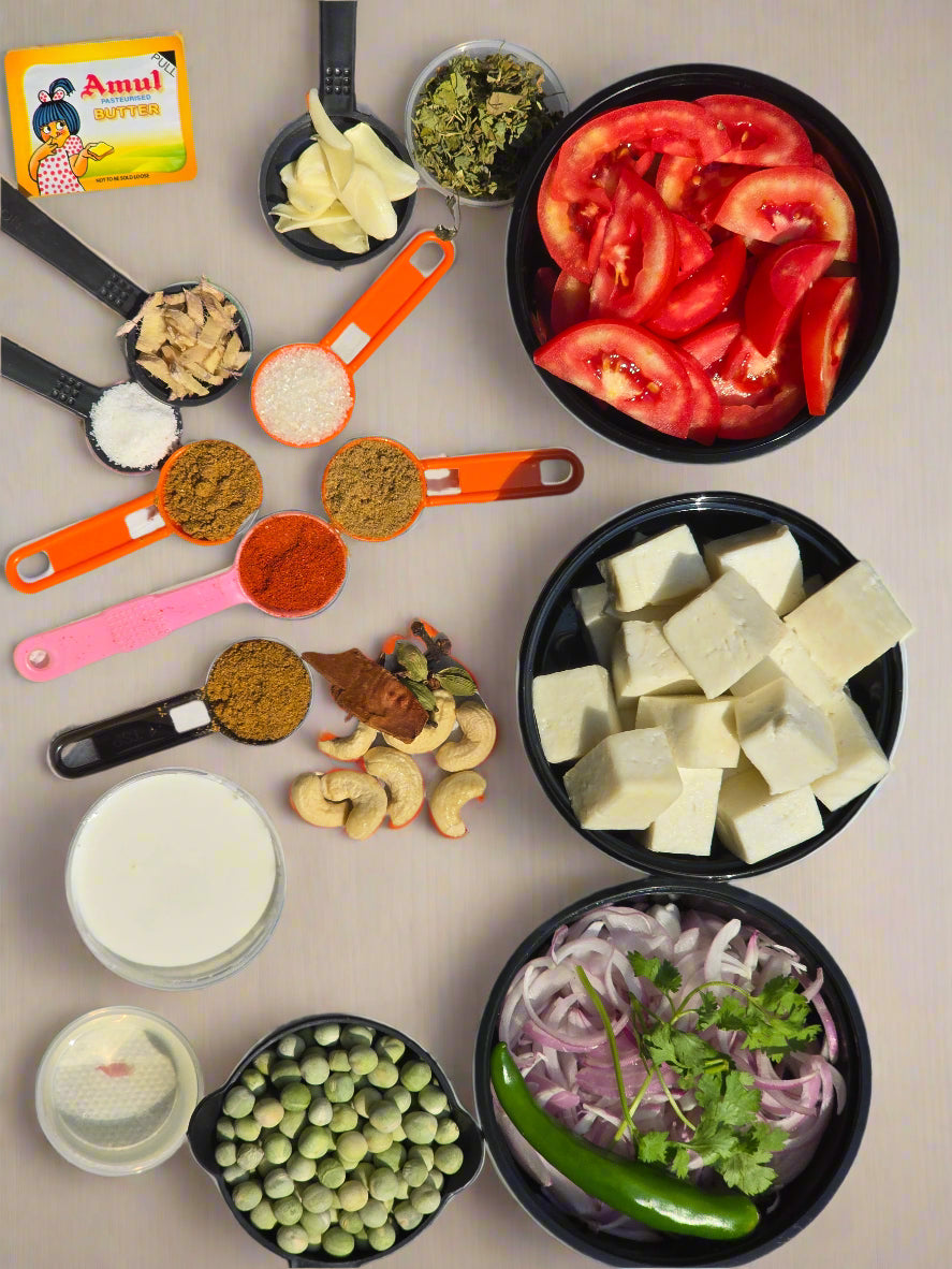 Matar Paneer with all ingredients - Ready To Cook - (4 Pax) - Q141