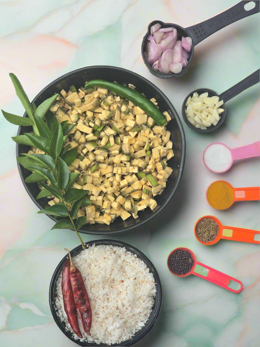 Pachakaya Thoran  Fresh Cut Vegetables with all ingredients - Ready To Cook - (4 Pax) - Q137