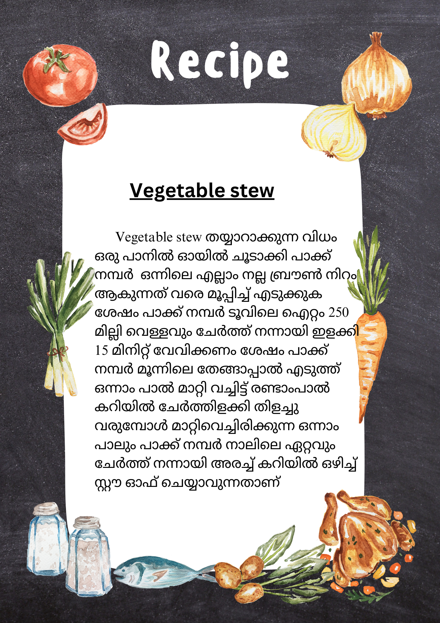 Fresh veg stew  Vegetables Cut with all ingredients - Ready To Cook