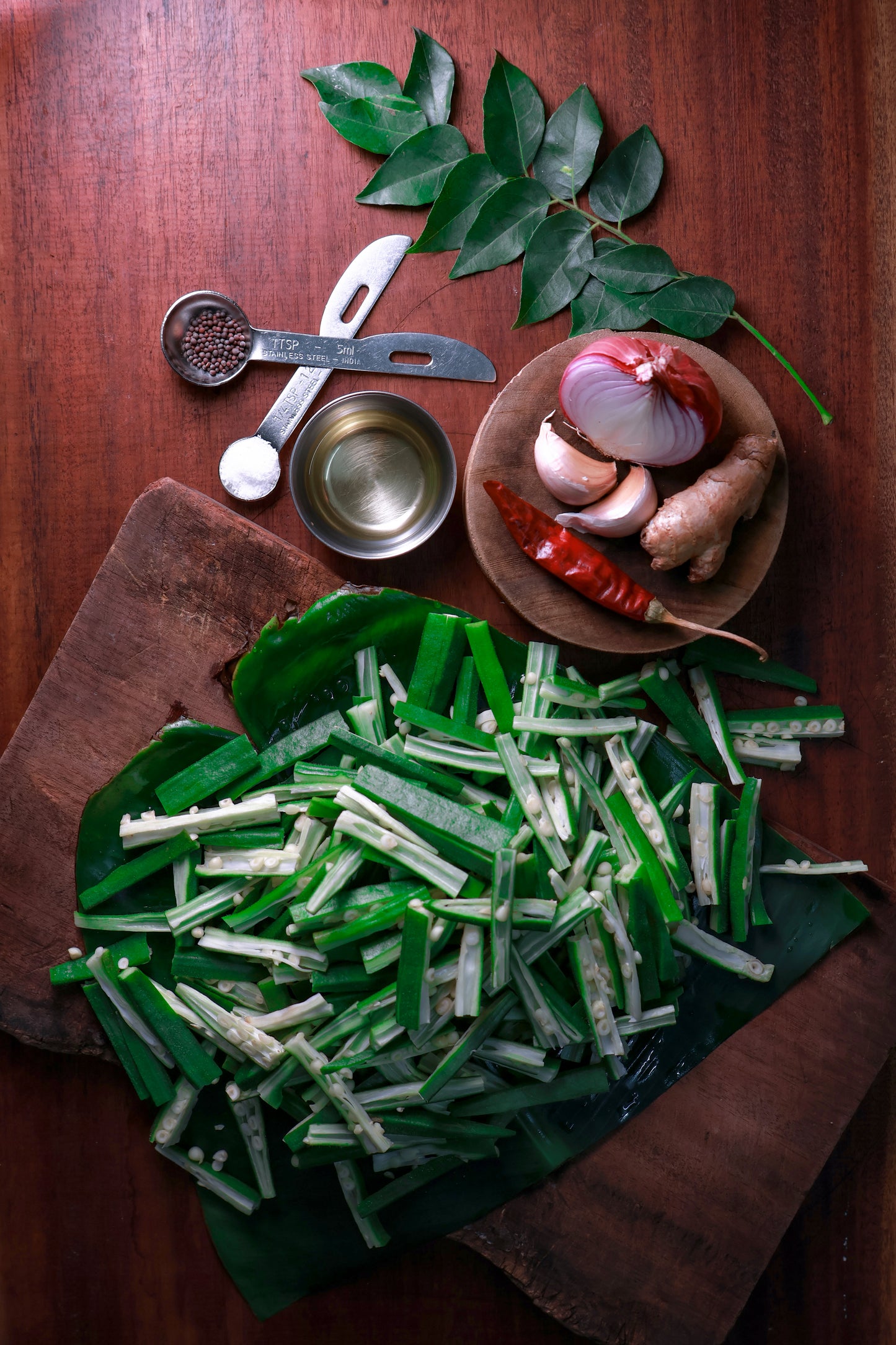 Fresh Vendakka Mezhukkuperatty  with all ingredients - Ready To Cook - Q151