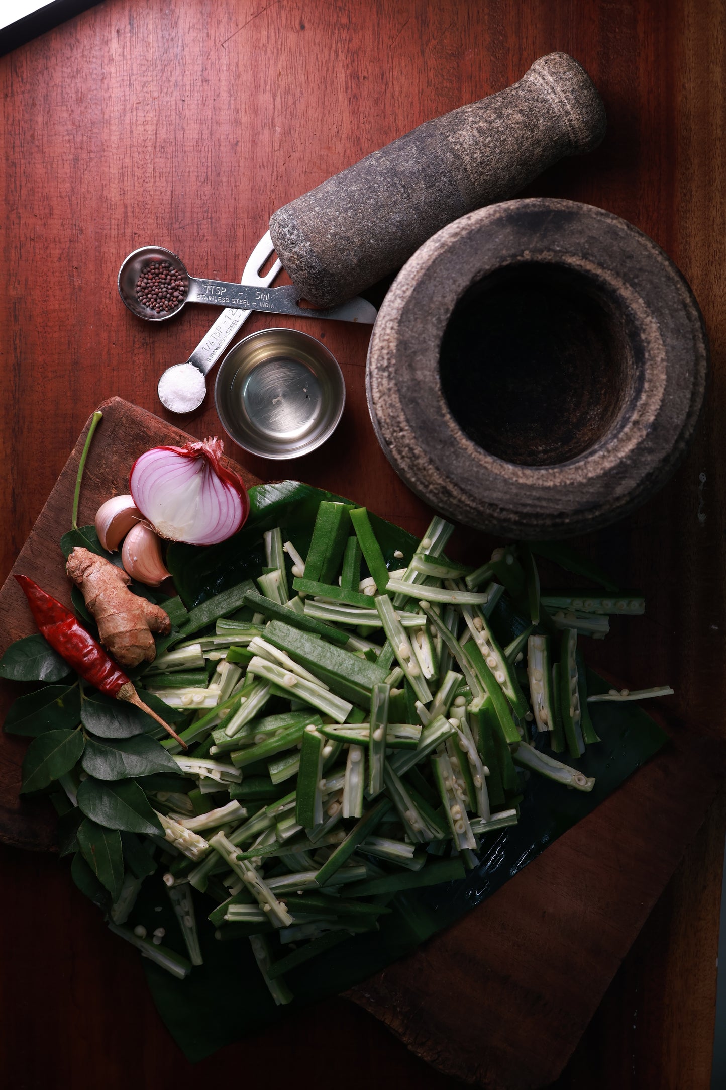 Fresh Vendakka Mezhukkuperatty  with all ingredients - Ready To Cook - Q151