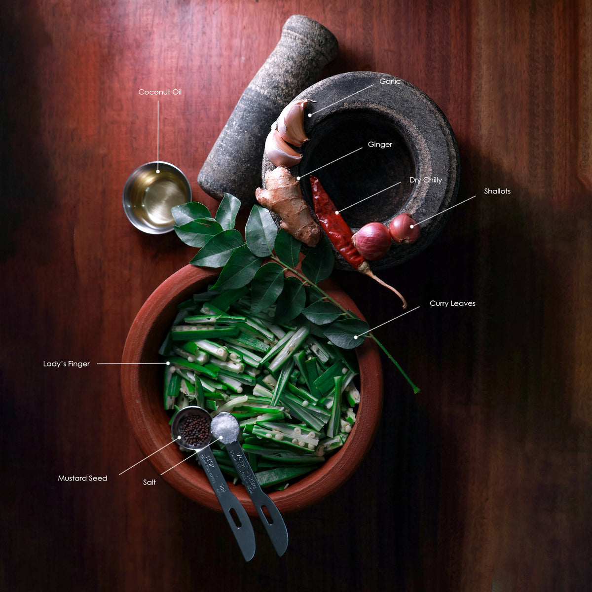 Vandeka Fresh Vendakka Mezhukkuperatty with all ingredients - Ready To Cook ...