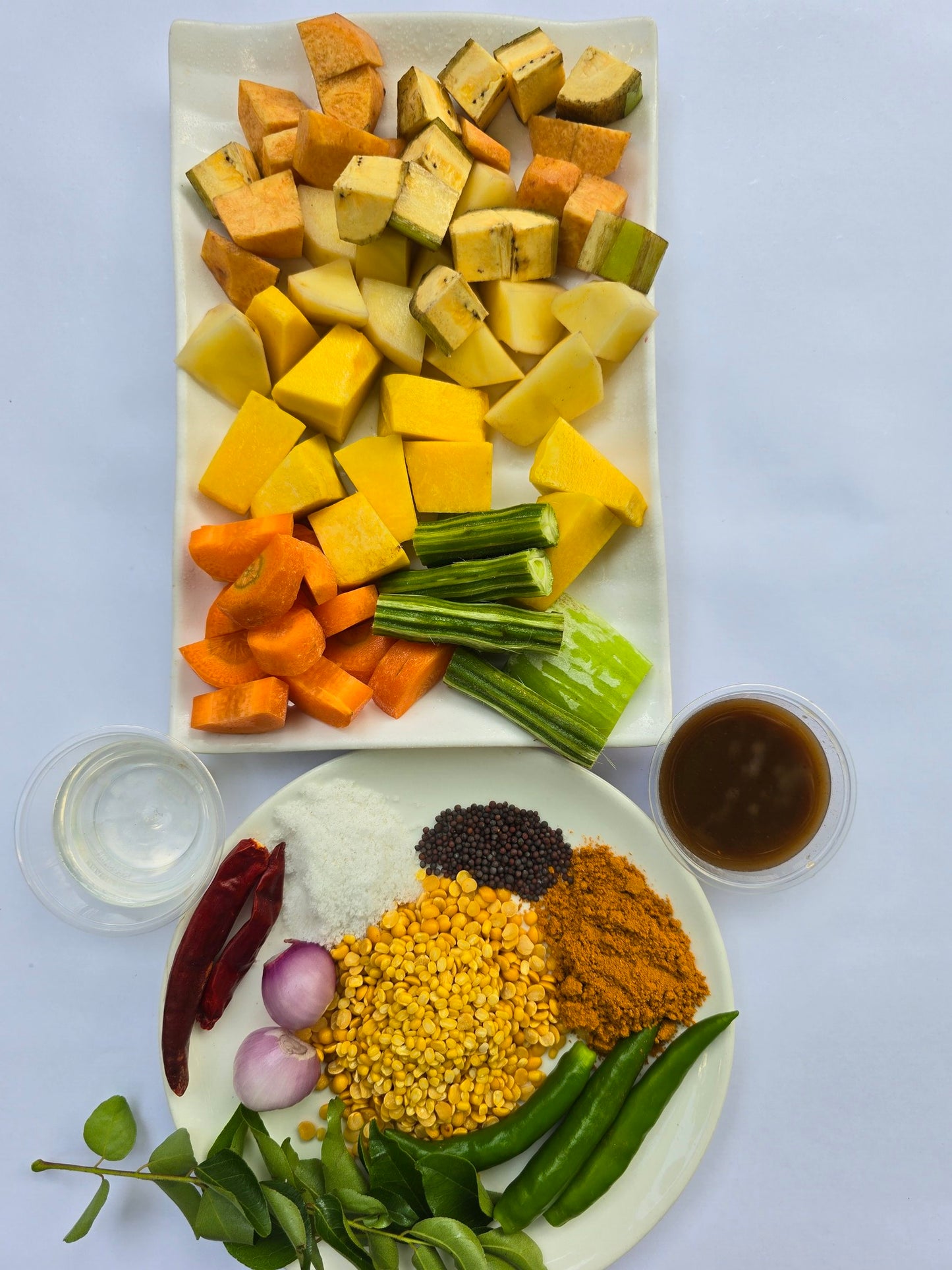 Fresh Sambar Cut Vegetables with all ingredients - Ready To Cook